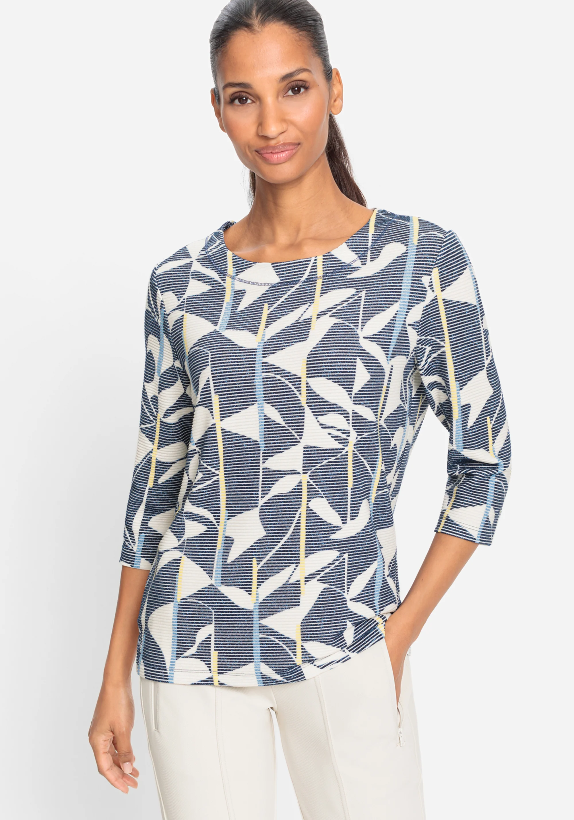Floral Rib Knit Jersey Top